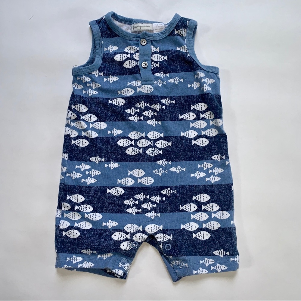 Fish print sleeveless romper